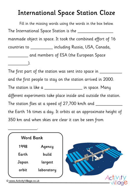 International Space Station cloze