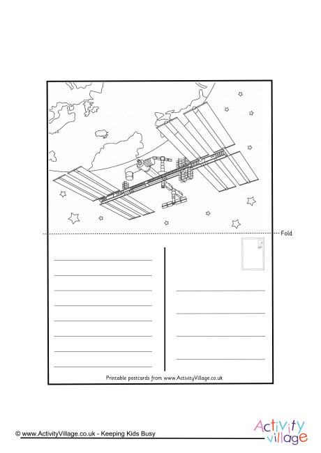 International Space Station Colouring Postcard International Space Station Colouring Postcard