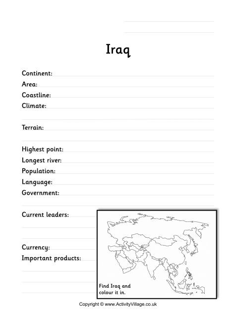 Iraq Fact Worksheet