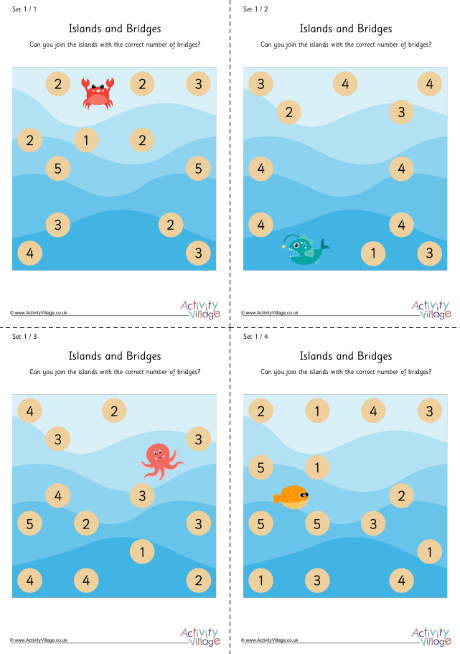 Islands and Bridges Puzzles set 1 Islands and Bridges Puzzles set 1
