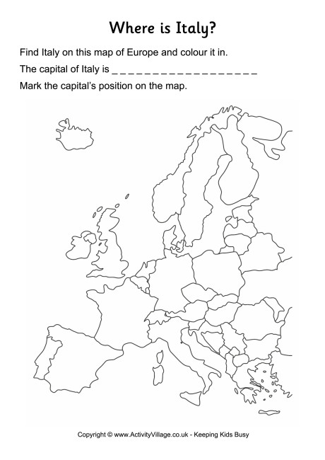Italy location worksheet