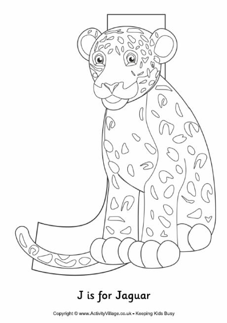 J is for jaguar colouring page