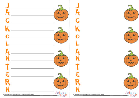 Jack O Lantern Acrostic Poem Printable