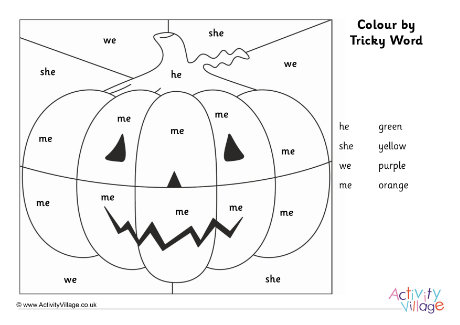 Jack O Lantern Colour By Tricky Word Phase Three