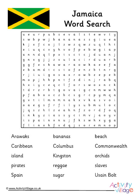 Jamaica Word Search Jamaica Word Search