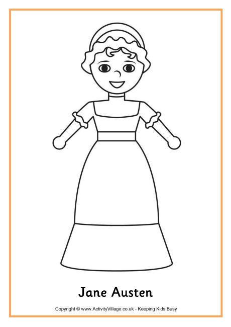 Jane Austen colouring page