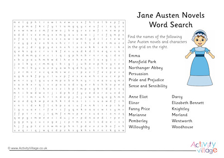 Jane Austen Novels Word Search