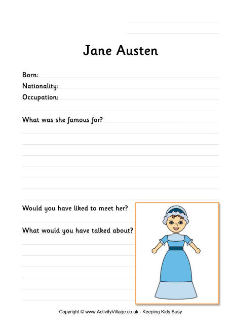 Jane Austen worksheet Jane Austen worksheet