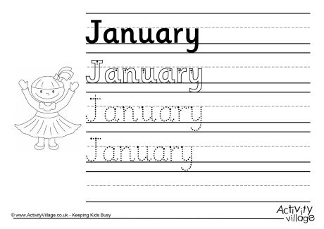 January handwriting worksheet