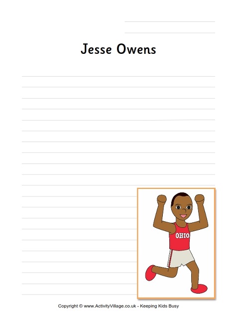 Jesse Owens writing page