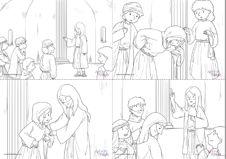 Jesus Heals A Crippled Woman Colouring Pages