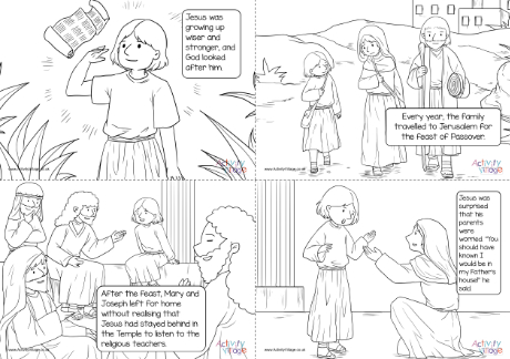 Jesus Stays Behind colouring pages - captioned