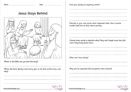 Jesus Stays Behind comprehension Jesus Stays Behind comprehension