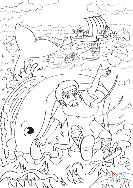 Jonah and the Whale colouring page