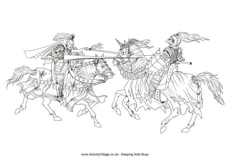 Jousting colouring page Jousting colouring page