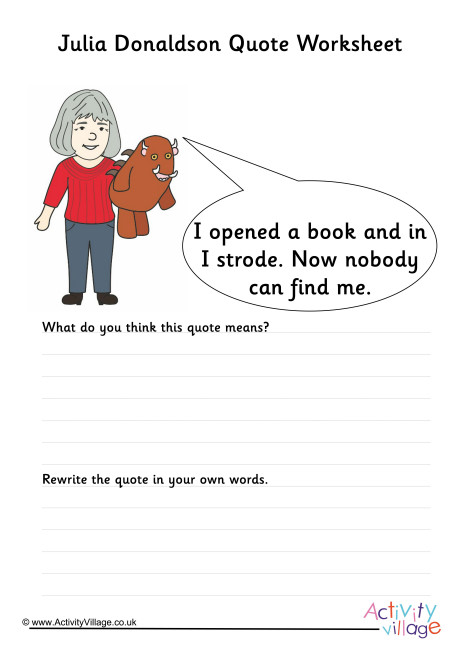 Julia Donaldson Quote Worksheet