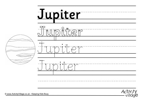Jupiter handwriting worksheet