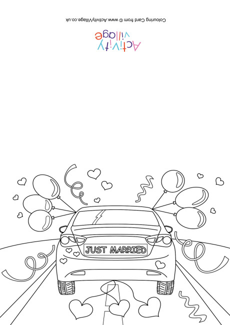 Just married colouring card