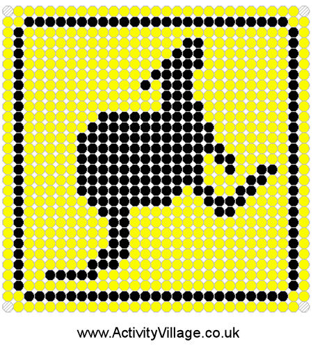 Kangaroo road sign fuse bead pattern