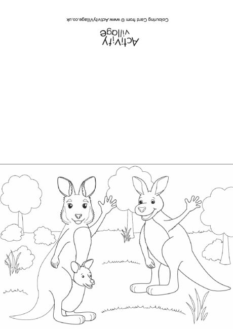 Kangaroo scene colouring card