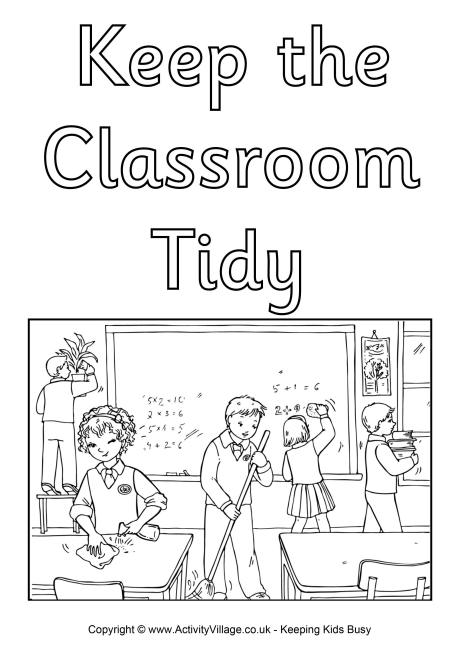 Keep the classroom tidy colouring poster