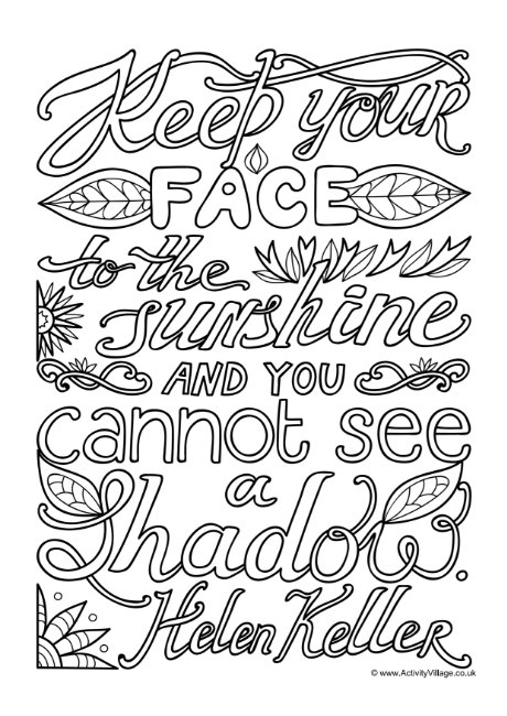 Keep your face to the sunshine colouring page