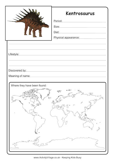 Kentrosaurus worksheet