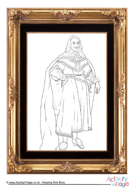 King Charles I portrait colouring page