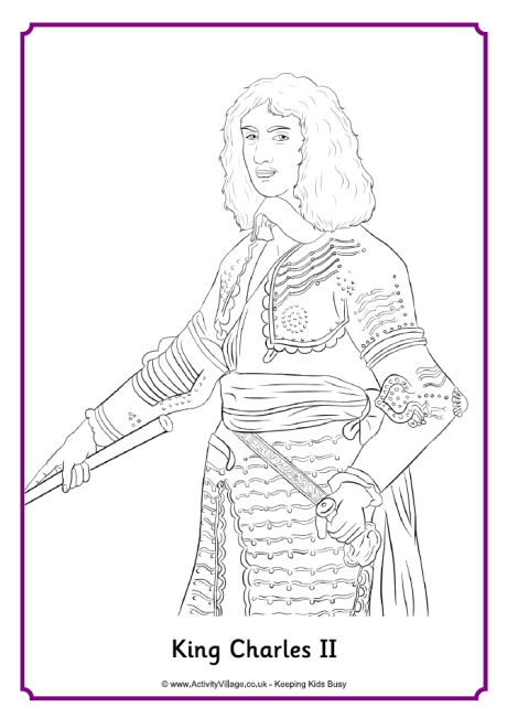 King Charles II colouring page