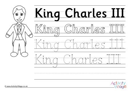 King Charles III handwriting worksheet