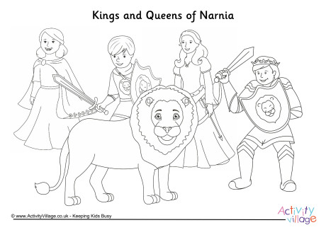 Kings and queens of Narnia colouring page