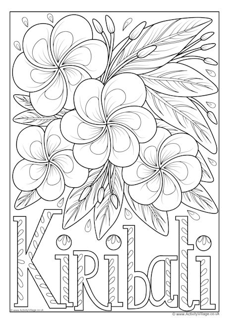 Kiribati national flower colouring page