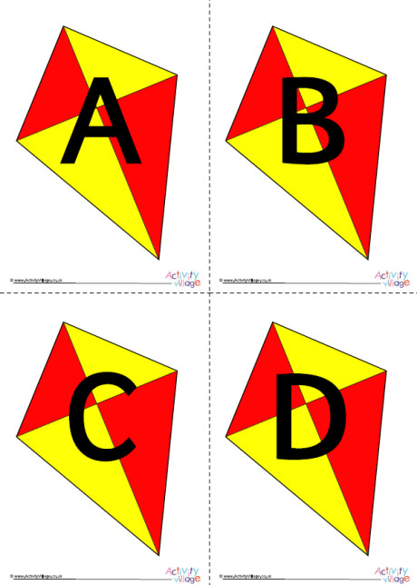 Kite Alphabet Posters - Red and Yellow