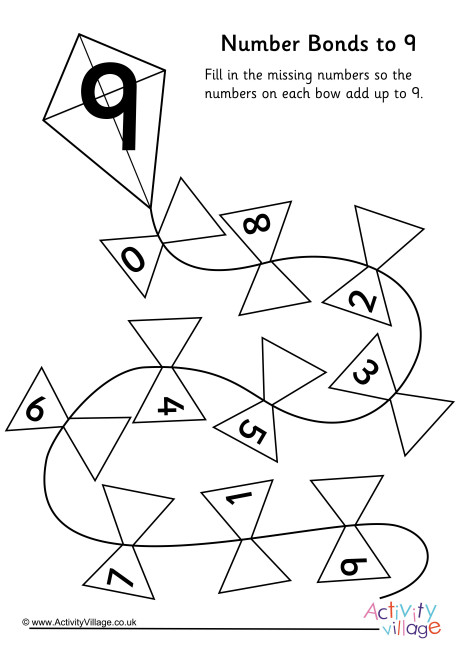 Kite Number Bonds to 9 Worksheet Kite Number Bonds to 9 Worksheet