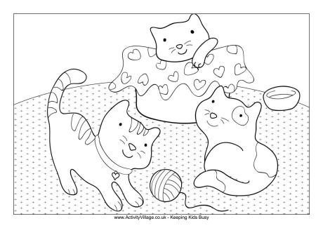 Kittens colouring page