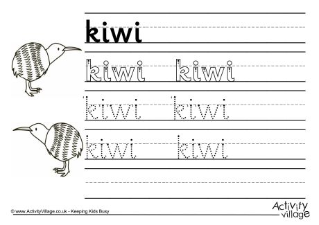 Kiwi handwriting worksheet
