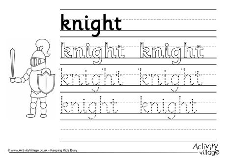 Knight handwriting worksheet