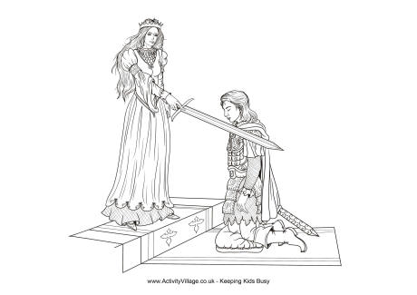 Knighted colouring page