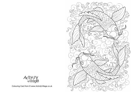 Koi carp colouring card