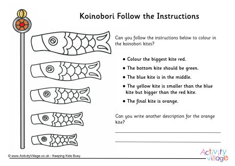 Koinobori Follow the Instructions Colouring 1