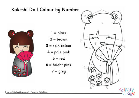 Kokeshi Doll colour by number 2