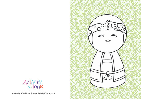 Kokeshi Doll Colour Pop Colouring Card 3 Kokeshi Doll Colour Pop Colouring Card 3