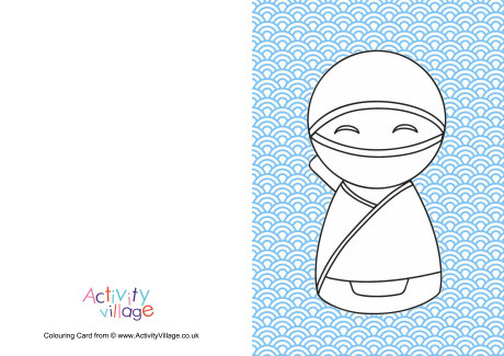Kokeshi Doll Colour Pop Colouring Card 6