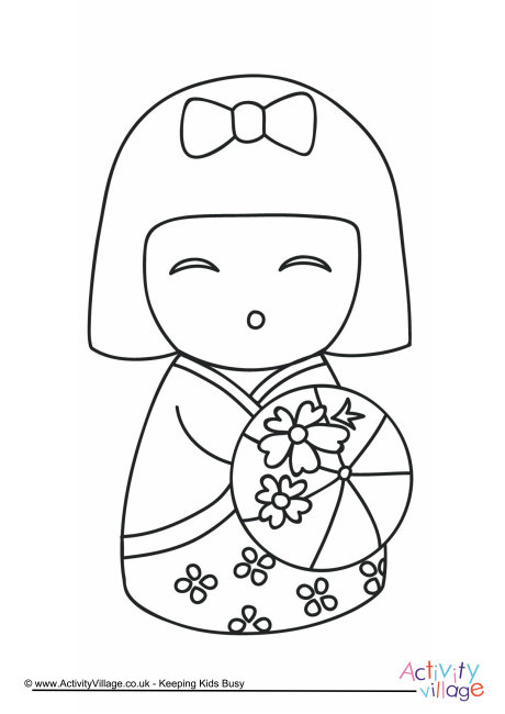 Kokeshi Doll Colouring Page 5