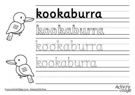 Kookaburra handwriting worksheet