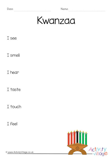 Kwanzaa sensory poem planning sheet