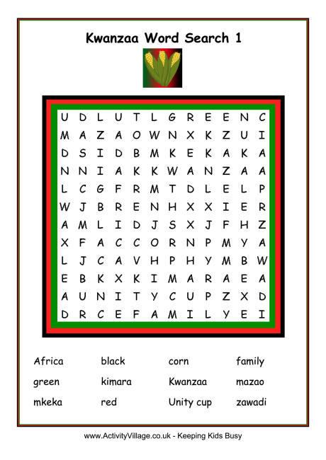 Kwanzaa word search