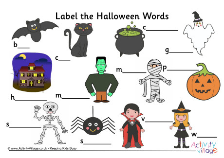 Label the Halloween Words