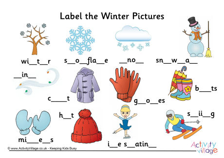 Label the winter words Label the winter words