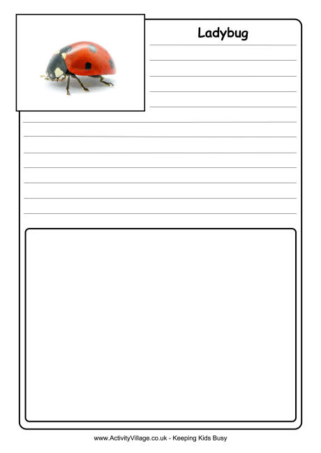 Ladybug notebooking page